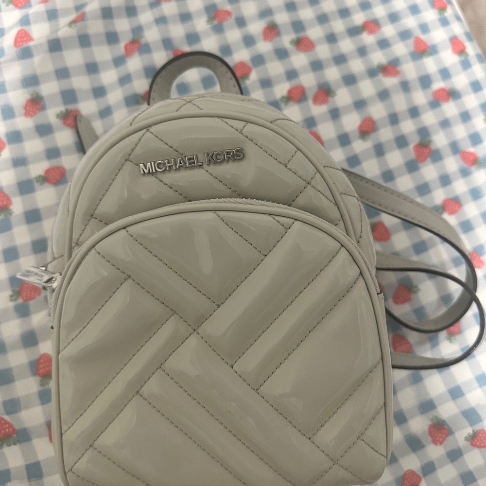Michael Kors Silver Quilted Backpack